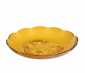 Dĩa thủy tinh 9inch màu hỗ phách FP 0979B