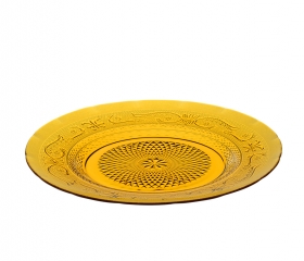 Dĩa thủy tinh 9inch màu hỗ phách FP 0936A