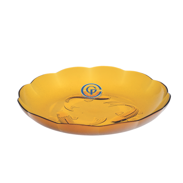 Dĩa thủy tinh 9inch màu hỗ phách FP 0978B