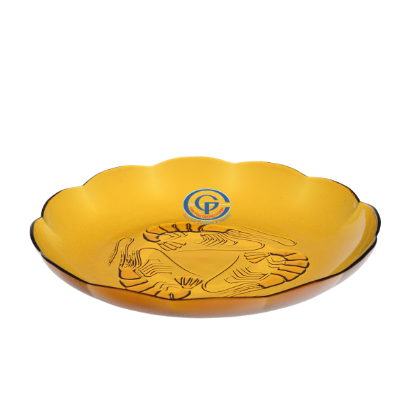 Dĩa thủy tinh 9inch màu hỗ phách FP 0979B