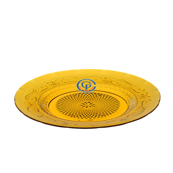 Dĩa thủy tinh 9inch màu hỗ phách FP 0936A