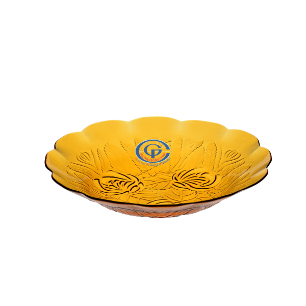 Dĩa thủy tinh 9inch màu hỗ phách DP 0922A